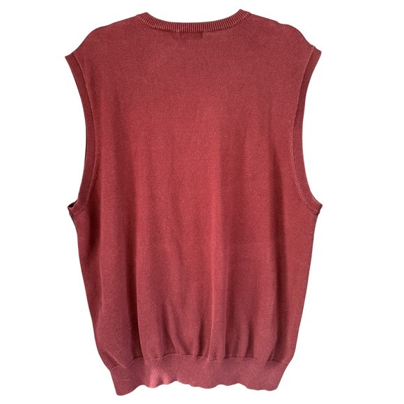 IZOD Argyle Sweater Vest Mens XL‎ Burgundy Red Navy Blue Sleeveless Knit Top - Picture 5 of 5